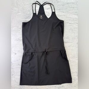 Apana Women’s Black Sleeveless Racerback Dress with Pockets Sz L